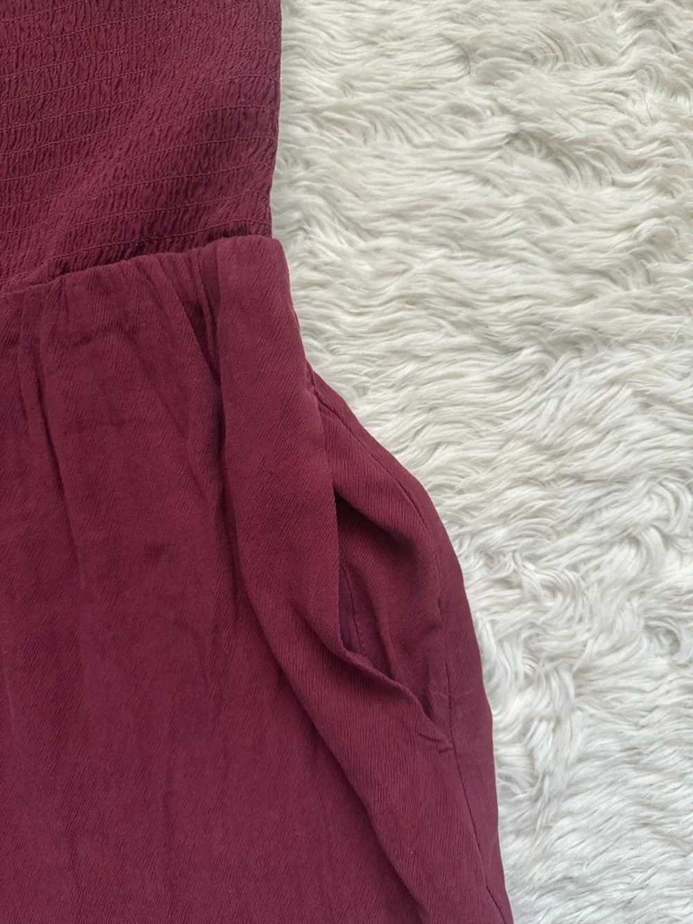Madewell The Lucie Wide-Leg Jumpsuit Smocked Bodice Cabernet Sz S NWT New